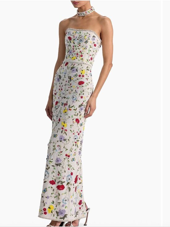 Alice + Olivia Dresses & Skirts - Georgie Embellished Strapless Beaded Gown & Collar by Alice & Olivia